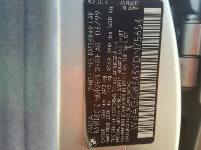 WBAGG8343YDN75654 - 2000 BMW 740 I AUTO SILVER photo 10