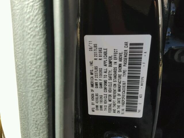 1HGCP2F61CA006387 - 2012 HONDA ACCORD SE BLACK photo 10