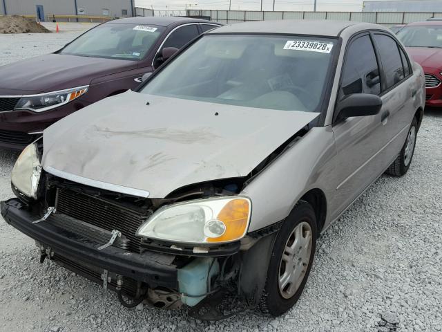 2HGES16561H586257 - 2001 HONDA CIVIC LX TAN photo 2