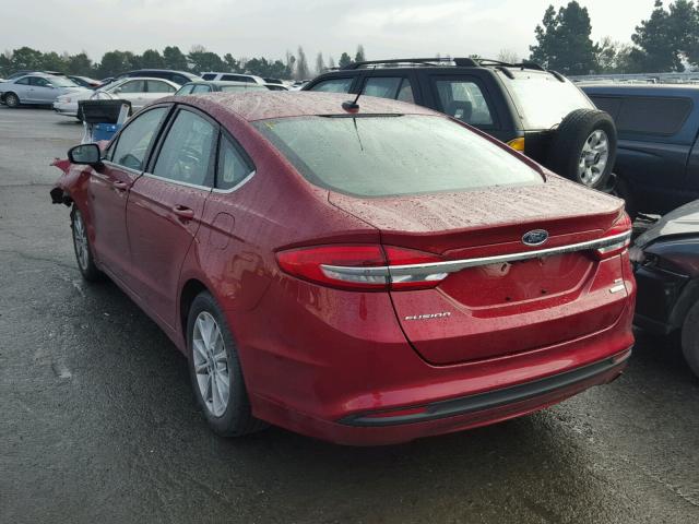 3FA6P0HD2HR294550 - 2017 FORD FUSION SE RED photo 3