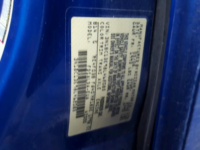 3N1BC13E98L462085 - 2008 NISSAN VERSA S BLUE photo 10