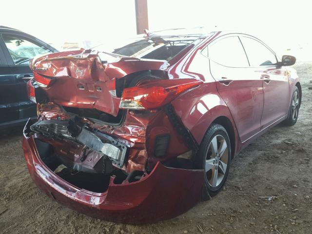 5NPDH4AE0DH233915 - 2013 HYUNDAI ELANTRA GL RED photo 4