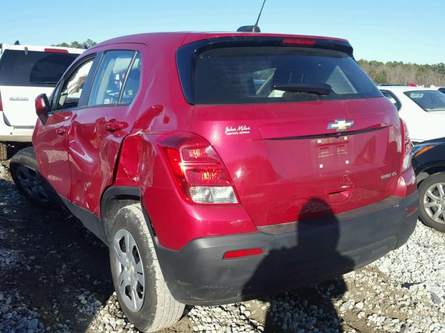 KL7CJKSB9FB192582 - 2015 CHEVROLET TRAX LS RED photo 3