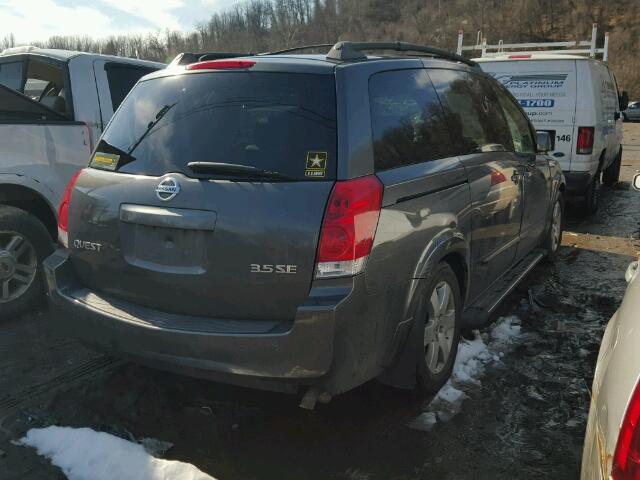 5N1BV28U54N347079 - 2004 NISSAN QUEST S GRAY photo 4