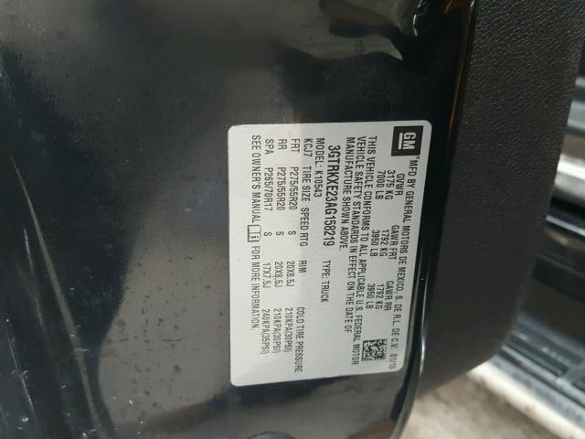 3GTRKXE23AG158219 - 2010 GMC SIERRA K15 BLACK photo 10