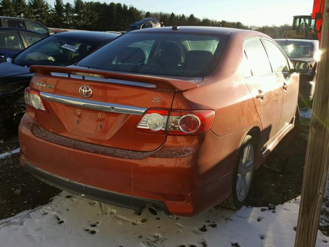 2T1BU4EE3DC067552 - 2013 TOYOTA COROLLA BA ORANGE photo 4