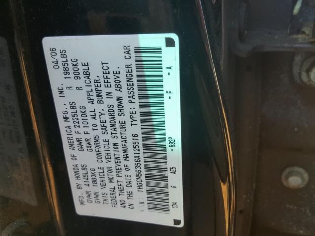 1HGCM56356A125516 - 2006 HONDA ACCORD SE BLACK photo 10