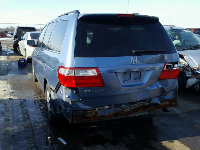 5FNRL38777B051069 - 2007 HONDA ODYSSEY EX BLUE photo 3