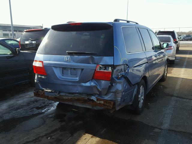 5FNRL38777B051069 - 2007 HONDA ODYSSEY EX BLUE photo 4