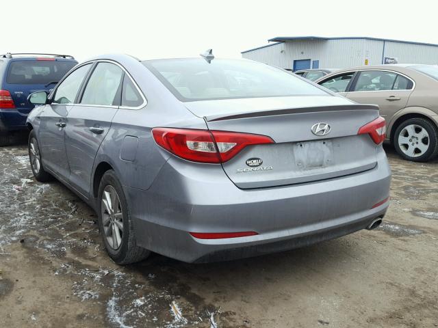 5NPE24AF5FH030794 - 2015 HYUNDAI SONATA SE GRAY photo 3