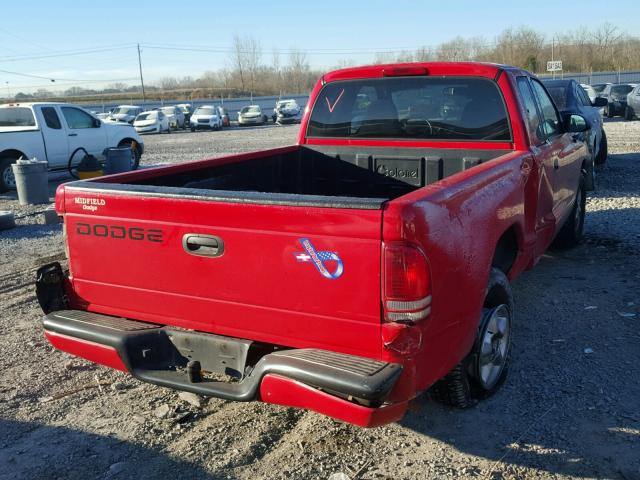 1B7GL22N3YS628130 - 2000 DODGE DAKOTA RED photo 4