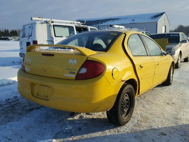 1B3ES56C12D655621 - 2002 DODGE NEON ES YELLOW photo 4