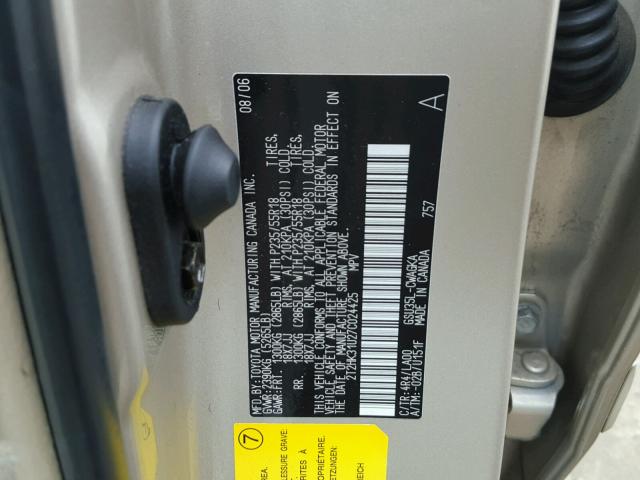 2T2HK31U27C024425 - 2007 LEXUS RX 350 GRAY photo 10