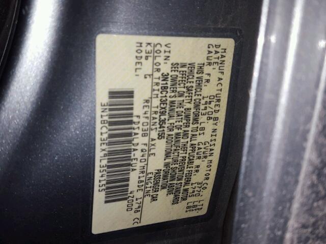 3N1BC13EX9L354155 - 2009 NISSAN VERSA S CHARCOAL photo 10