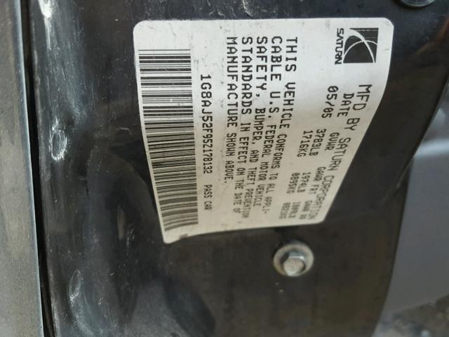 1G8AJ52F95Z178132 - 2005 SATURN ION LEVEL CHARCOAL photo 10