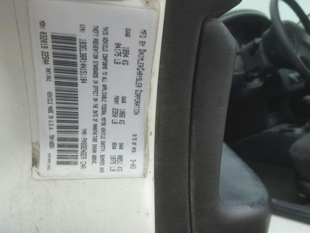 1B3EL36R14N151184 - 2004 DODGE STRATUS SE WHITE photo 10