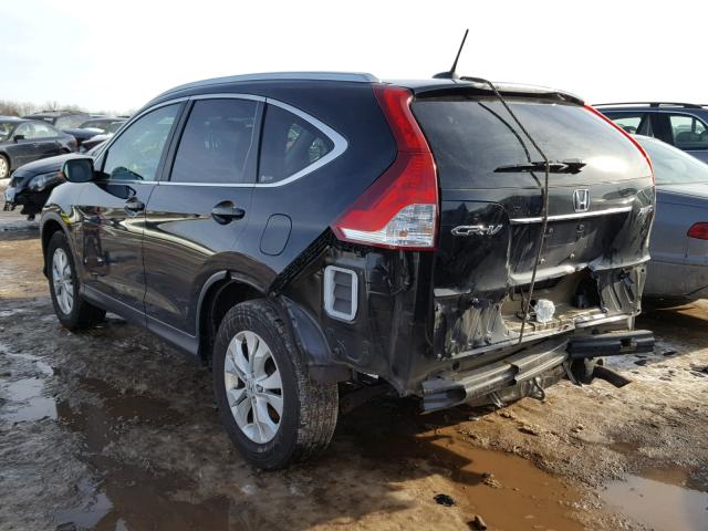 5J6RM4H77CL032302 - 2012 HONDA CR-V EXL BLACK photo 3