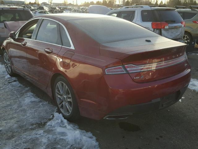 3LN6L2JK2DR816366 - 2013 LINCOLN MKZ RED photo 3