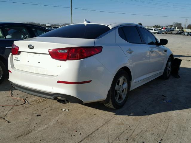 KNAGM4A74F5541972 - 2015 KIA OPTIMA LX WHITE photo 4