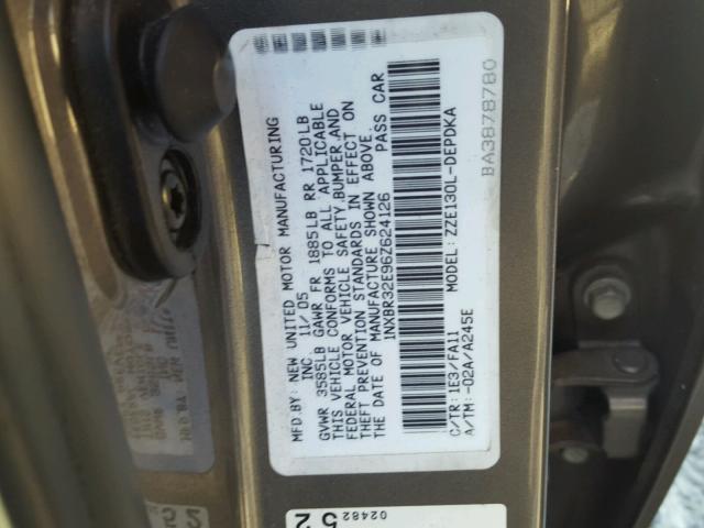 1NXBR32E96Z624126 - 2006 TOYOTA COROLLA CE GRAY photo 10