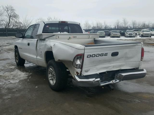 1B7GL22X11S120794 - 2001 DODGE DAKOTA WHITE photo 3