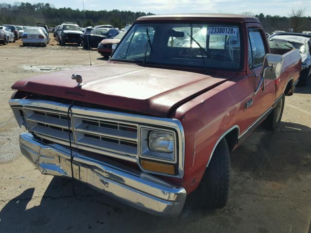 1B7FD04T6HS516124 - 1987 DODGE D-SERIES D RED photo 2