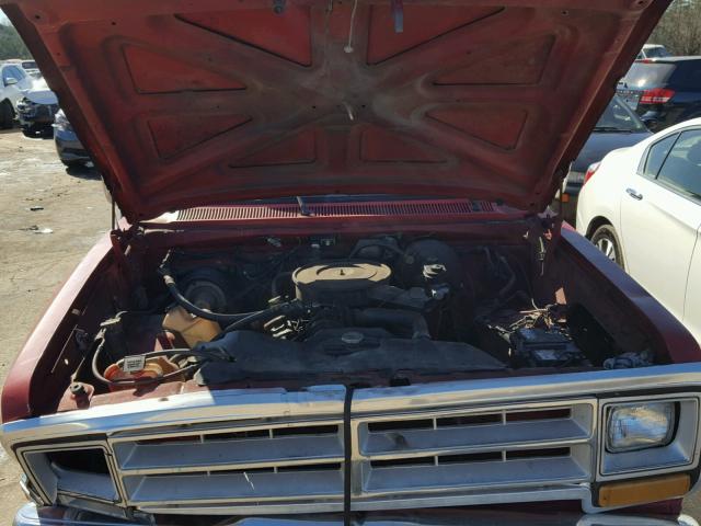 1B7FD04T6HS516124 - 1987 DODGE D-SERIES D RED photo 7