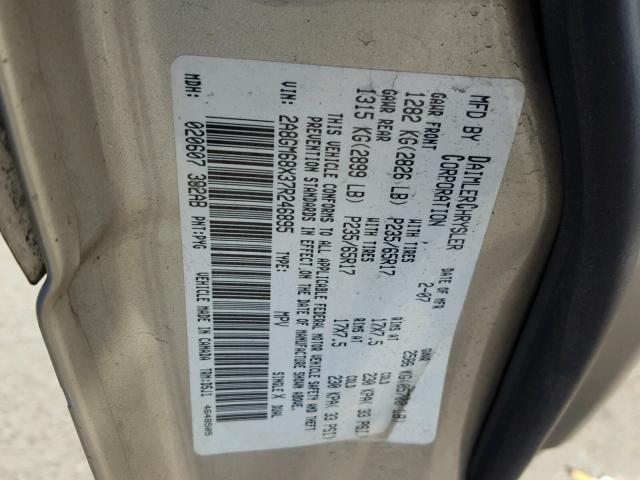 2A8GM68X37R246895 - 2007 CHRYSLER PACIFICA T GOLD photo 10