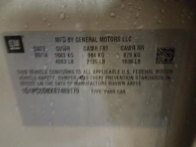 1G1PC5SBXE7483179 - 2014 CHEVROLET CRUZE LT SILVER photo 10