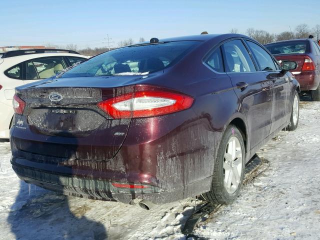 3FA6P0H72DR134642 - 2013 FORD FUSION SE BURGUNDY photo 4