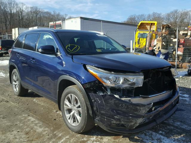 5TDJKRFH7FS125356 - 2015 TOYOTA HIGHLANDER BLUE photo 1