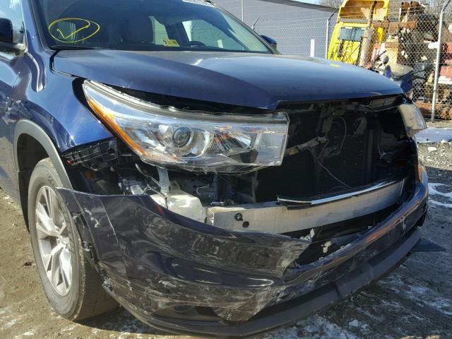 5TDJKRFH7FS125356 - 2015 TOYOTA HIGHLANDER BLUE photo 9