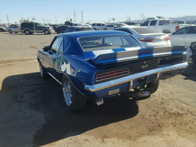 124379N610378 - 1969 CHEVROLET CAMARO BLUE photo 3