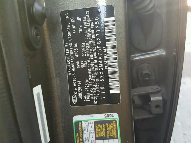 5XXGM4A75FG371250 - 2015 KIA OPTIMA LX CHARCOAL photo 10