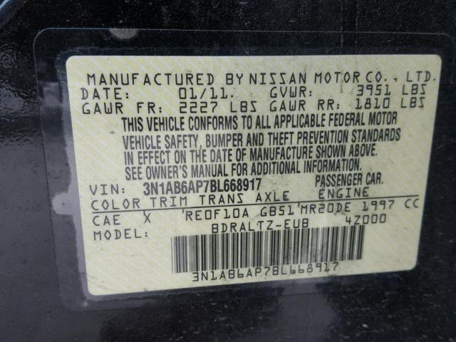 3N1AB6AP7BL668917 - 2011 NISSAN SENTRA 2.0 BLACK photo 10