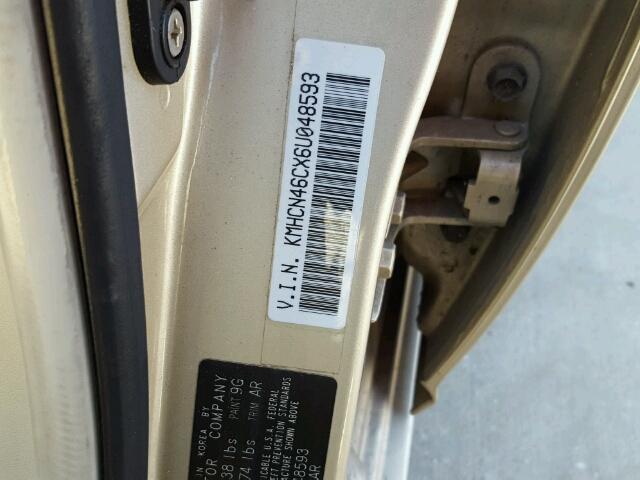 KMHCN46CX6U048593 - 2006 HYUNDAI ACCENT GLS BEIGE photo 10