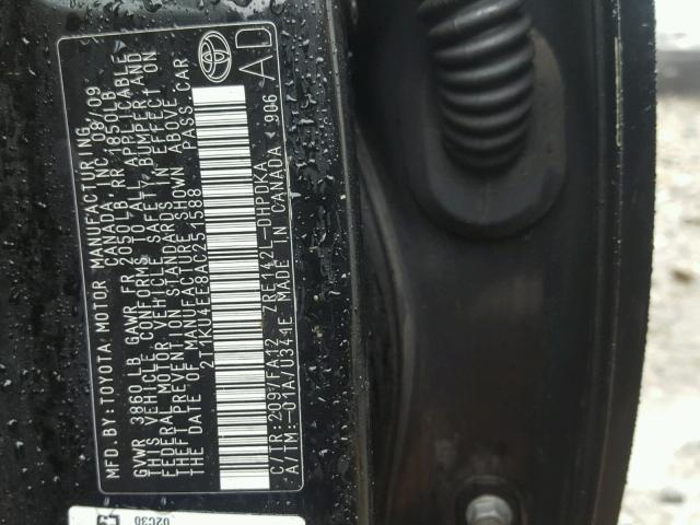 2T1KU4EE8AC251588 - 2010 TOYOTA COROLLA MA BLACK photo 10