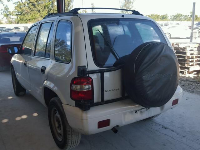 KNDJB7239Y5656002 - 2000 KIA SPORTAGE WHITE photo 3