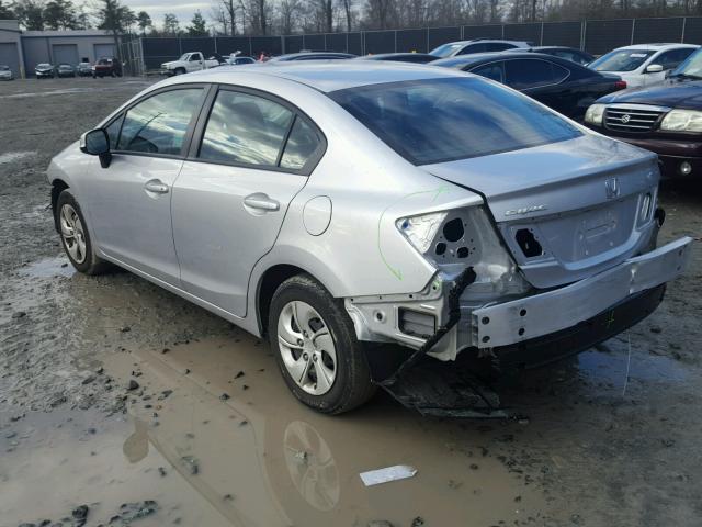 19XFB2F54DE255556 - 2013 HONDA CIVIC LX SILVER photo 3