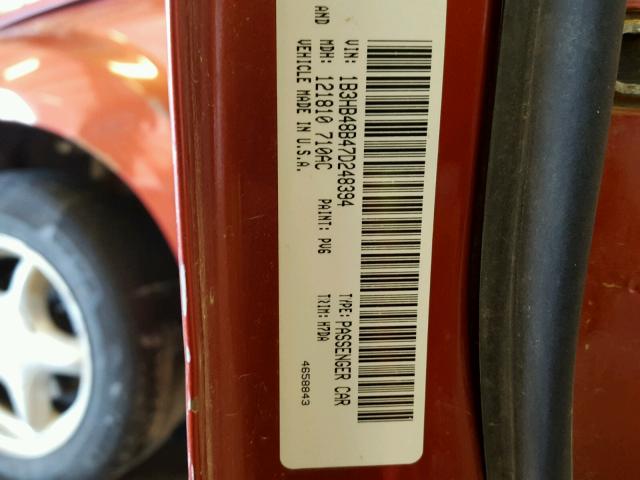 1B3HB48B47D248394 - 2007 DODGE CALIBER SX ORANGE photo 10