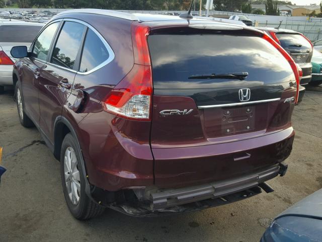 5J6RM4H72DL014078 - 2013 HONDA CR-V EXL BURGUNDY photo 3