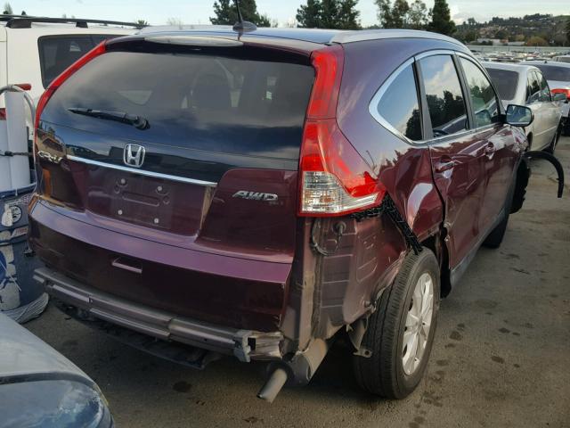 5J6RM4H72DL014078 - 2013 HONDA CR-V EXL BURGUNDY photo 4