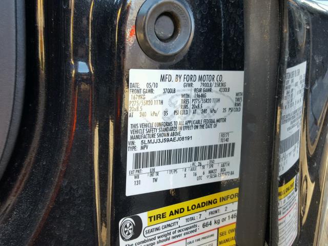 5LMJJ3J59AEJ08191 - 2010 LINCOLN NAVIGATOR BLACK photo 10