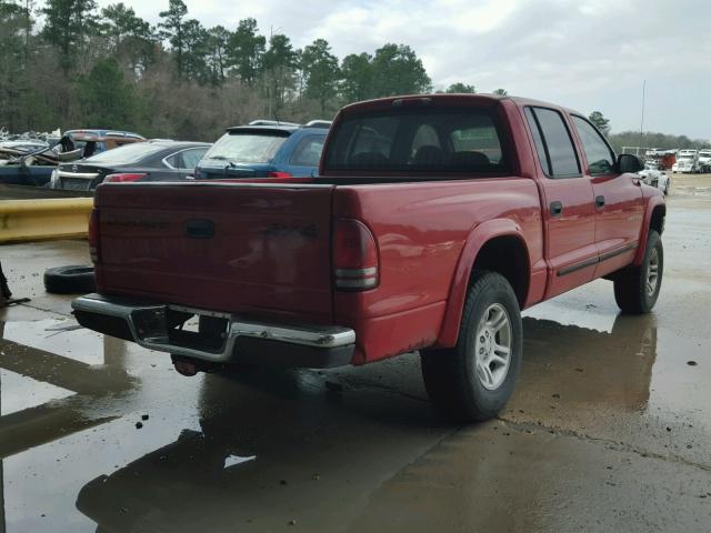 1B7HG48N02S713350 - 2002 DODGE DAKOTA QUA RED photo 4