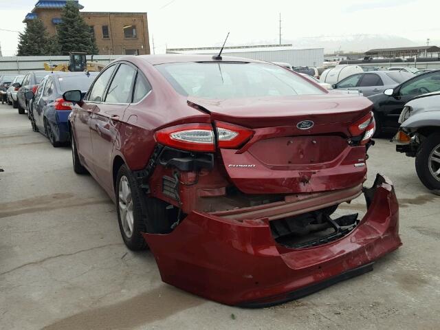 3FA6P0HD0GR105800 - 2016 FORD FUSION SE RED photo 3