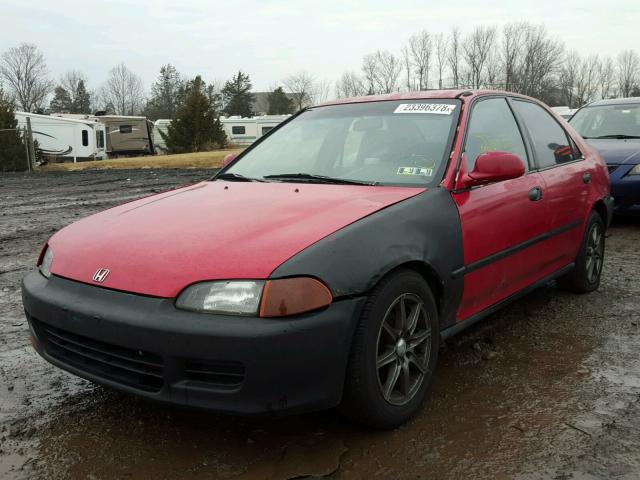 1HGEG8645PL019485 - 1993 HONDA CIVIC DX RED photo 2