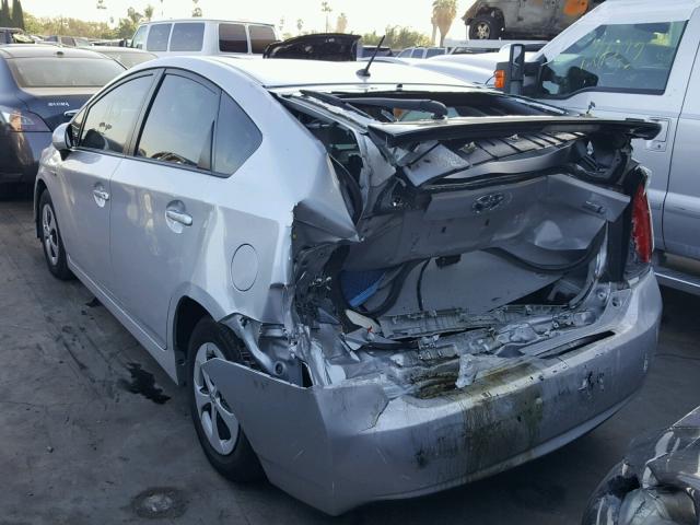 JTDKN3DU5D5578449 - 2013 TOYOTA PRIUS SILVER photo 3