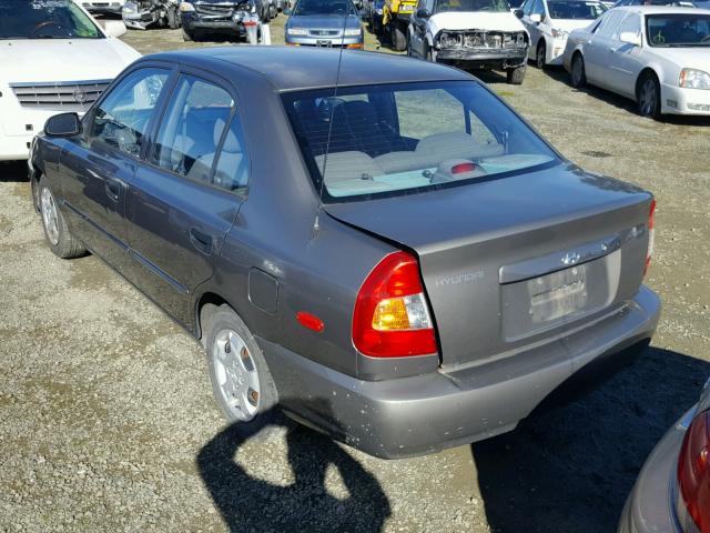 KMHCG45C71U209924 - 2001 HYUNDAI ACCENT GL GRAY photo 3