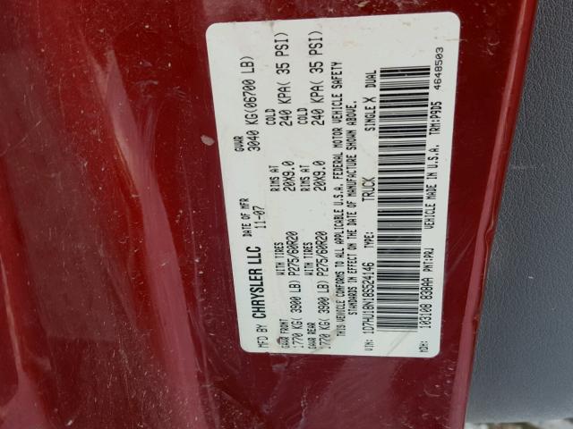 1D7HU18N18S524146 - 2008 DODGE RAM 1500 S BURGUNDY photo 10