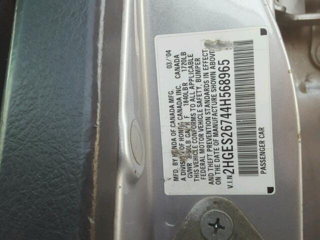 2HGES26744H568965 - 2004 HONDA CIVIC EX Boz foto 10